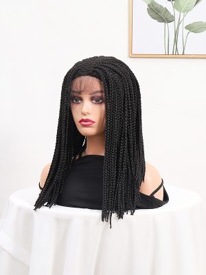 W0066Black braid lace shawl curled wig