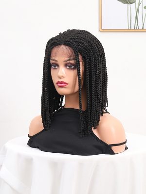 W0067Black braid lace shawl wig