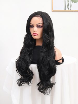 W0068Black curly lace long wig