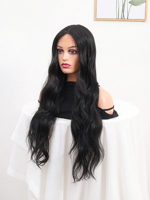 W0064Black lace curly long wig
