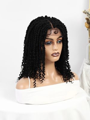 w0012Wholesale chemical fiber wigsBlack lace curly short wig