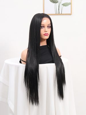 W0062Factory direct long straight front lace chemical fiber wig