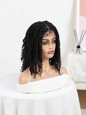 W0036Machine-made wig Black shawl curly lace wig