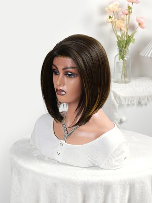 w0054Brown yellow lace short wig