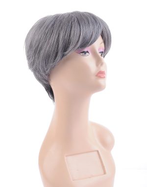 W155 Grey Color Short Synthetic Hair Wigs For Women
