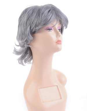W161 Grey Color Curly Hair Wigs For Party Or Daily Use