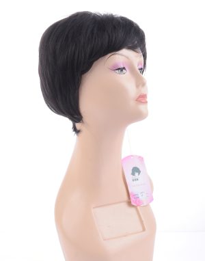 W163 Black Color Short Synthetic Hair Wigs With Bangs