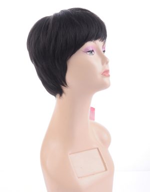 W164 NEWLOOK Short Synthetic Hair Wigs With Bangs Black Color