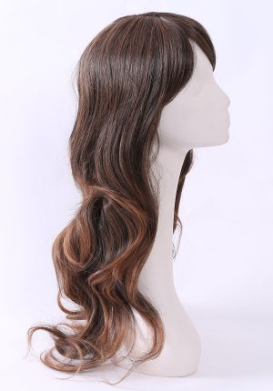 W170 Long Wavy Synthetic Hair Wig With Bangs Brown Mix Blonde Color