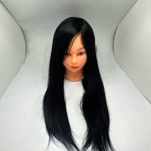 033 long black Hair Style Hair Beauty Salon Teaching Head Mold Human Hair Head Mold can be hot dyed modeling reuse